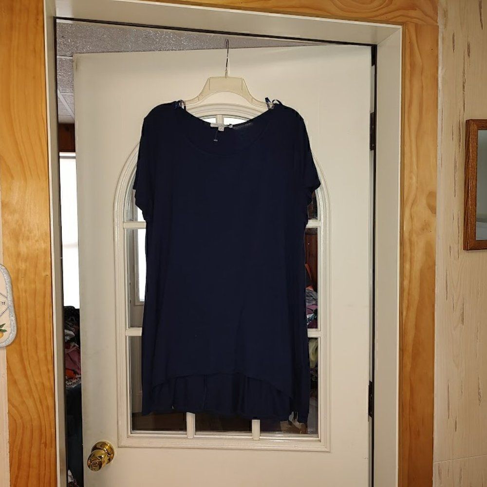 New Green Envelope Dark Navy Blue Tunic Top Size Women's 1X